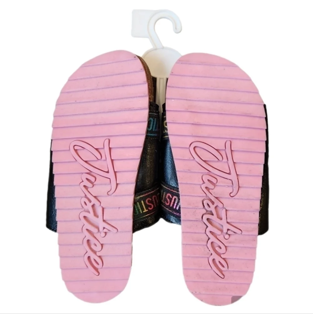 Justice children slides sandals size 1Y nwt
